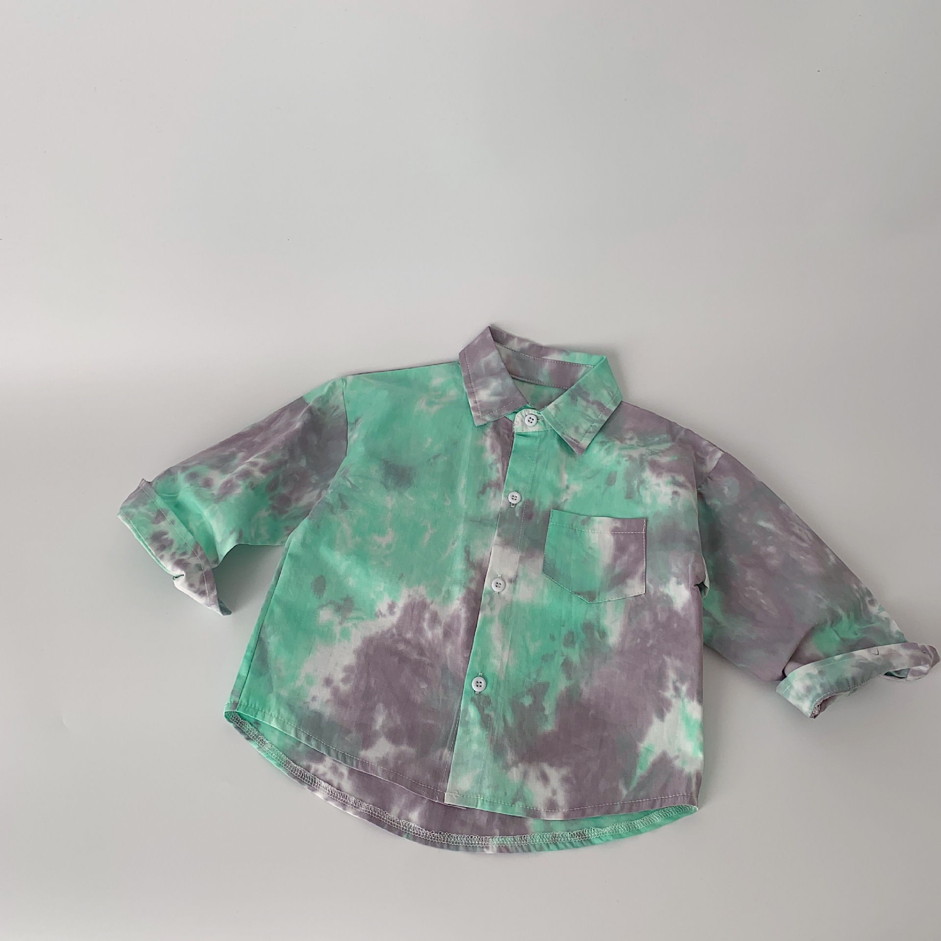 Maibao camisa de los niños 2024 primavera camisa teñida de los niños y niñas casual Top nuevo puro algodón cardigan moda