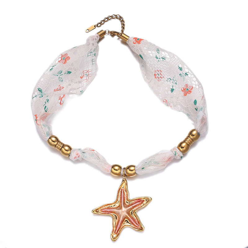 Taina Europa y los Estados Unidos venta transfronteriza caliente de verano playa bufandas de acero inoxidable collar de joyería de la serie de mar al por mayor image 6
