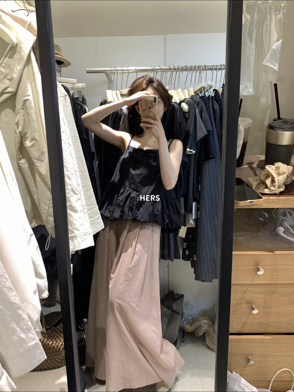 Quần culottes nữ ống rộng cạp cao thun lưng dáng suông phong cách Nhật — Thẻ hồng, màu trắng chi tiết 16