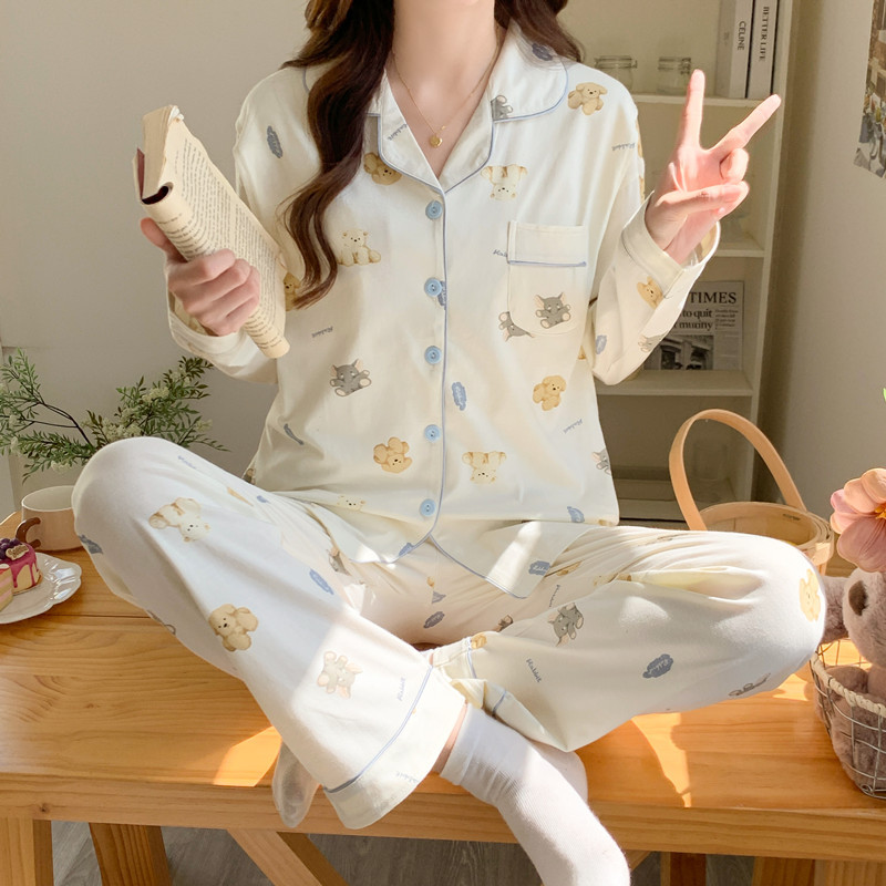 2025 pijama primavera, verano y otoño cardigans de dibujos animados de lactancia ajustable conjunto de ropa de hogar con cojín de pecho