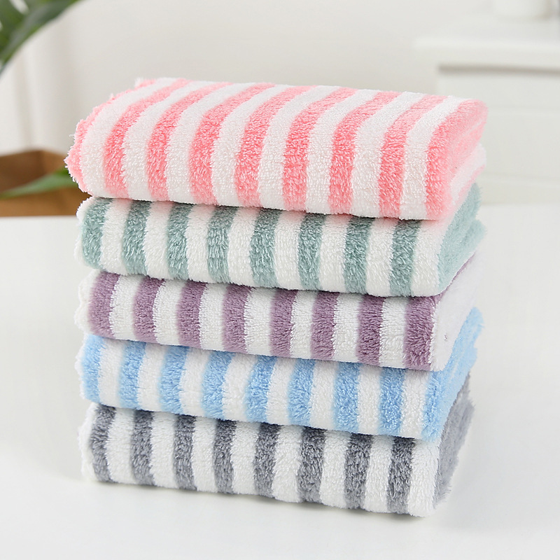 High-density pinstripe high-density coral velvet 30*30 square towel…