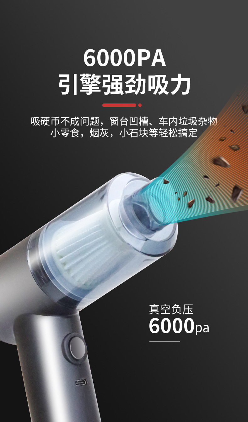 Cross-Border Vacuum Cleaner Car Charging Large Suction Powerful Small Handheld Household Carpet Window Gap Concave Vacuum Cleaner