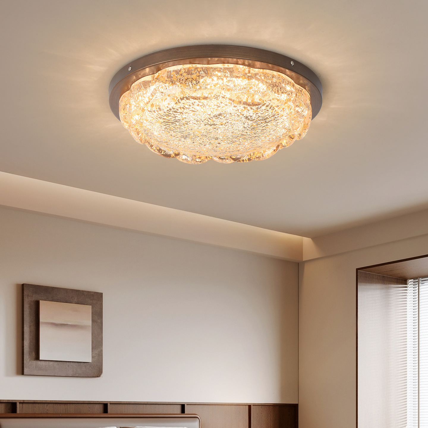 Luz de techo de dormitorio de lujo italiano 2026 nuevo diseño de resina de alto nivel de arte flor lámpara de dormitorio principal 413L