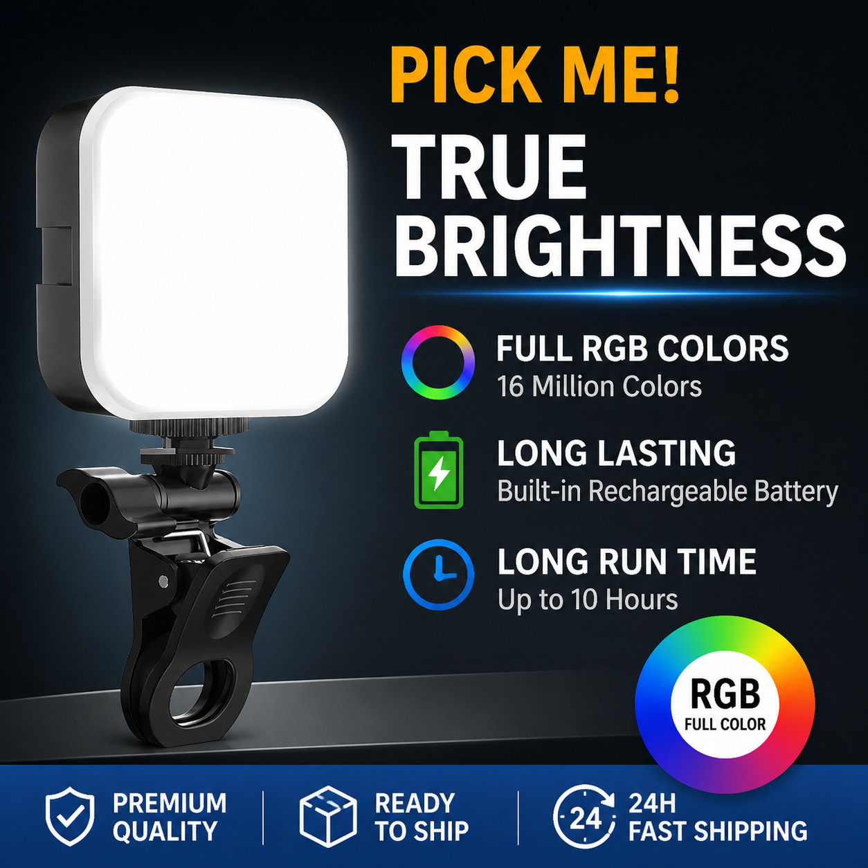 Lámpara de bolsillo mini portátil de tofu portátil de foto selfie fotográfica RGB iluminación de luz al aire libre image 1