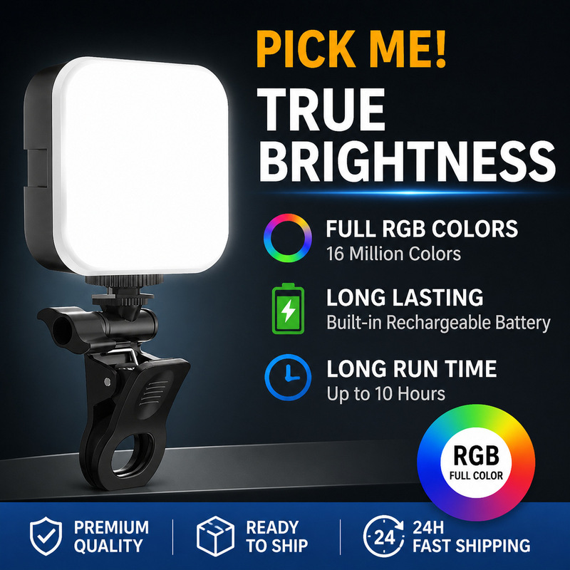 Mini Portable Phone Fill Light, Pocket-Sized Rgb Selfie Light for Outdoor Photography