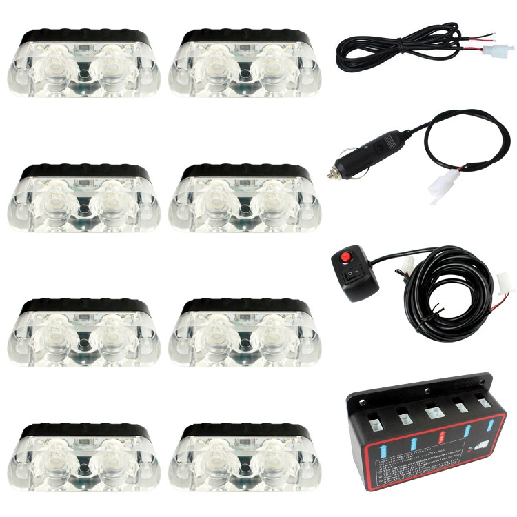 Беспроводной пульт дистанционного управления 16LED от один на восемь светодиодов Автомобильная сетка взрыв мигающий свет предупреждающий свет зажим решетки свет 8 * 2LED