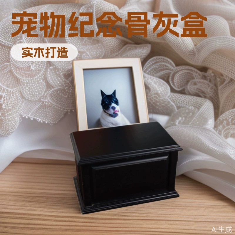 Амазонка для домашних кошек и собак Мемориальная коробка для пепла из цельного дерева может быть помещена для фотографий Деревянная пепла для домашних животных