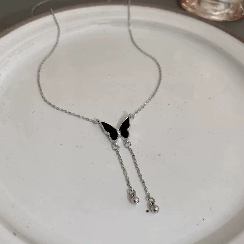 Супер изысканный ~ Черная бабочка ожерелье женское легкое роскошное чувство высокого уровня дизайна ключицы цепи темперамент дикий сетчатый красный аксессуар