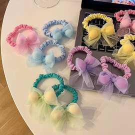 新款儿童糖果色蝴蝶结发绳公主风皮筋女扎头ins风头绳扎马尾发圈