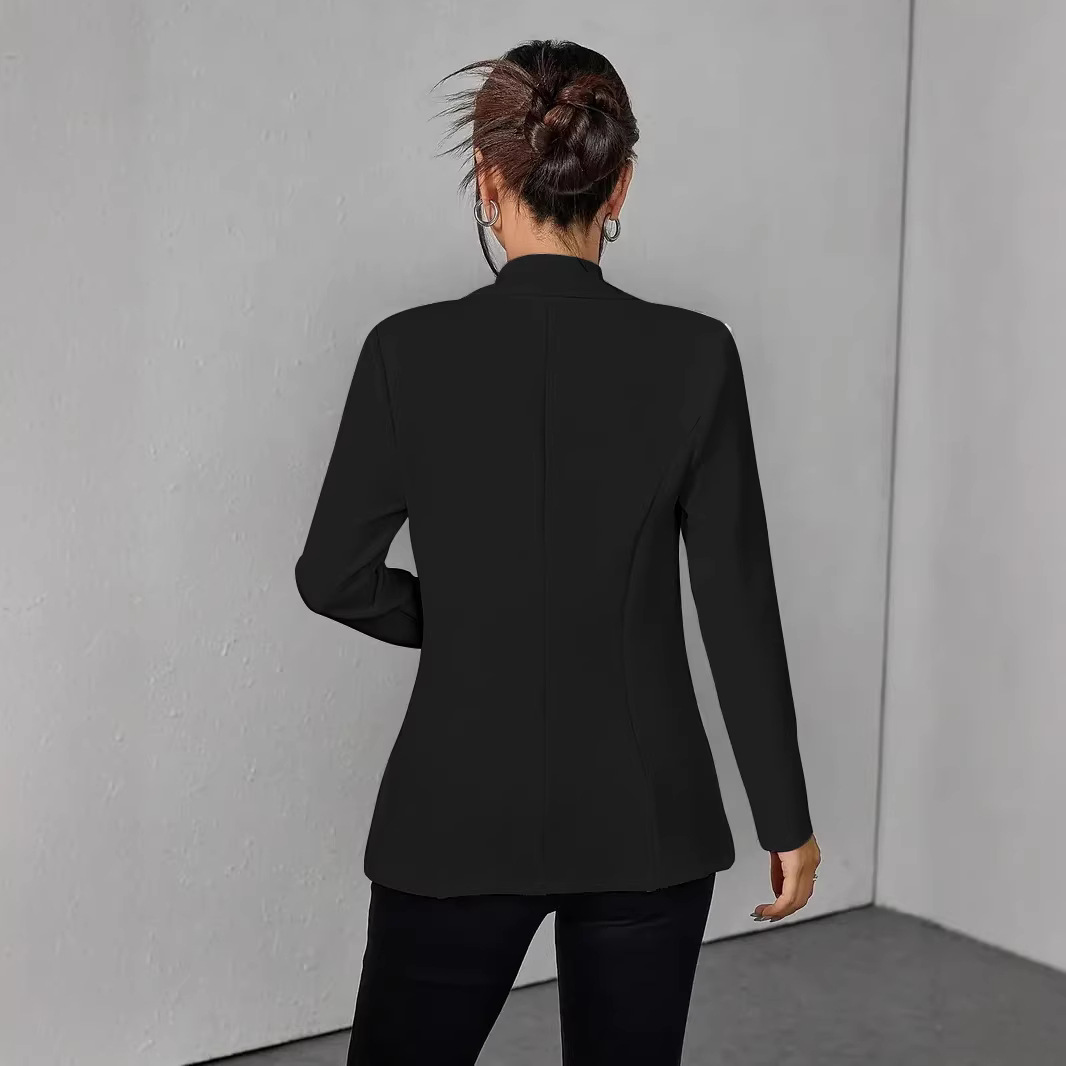 Women's Clothing Slim Waist Lapel Single Button Suit Jacket Solid Color Fashion Spring/Autumn Lightweight Coat_ecoleips.com