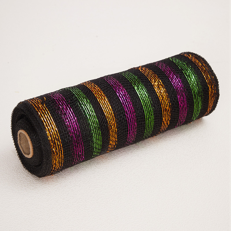 Rollo de malla de PP de 10 pulgadas * 10 yardas, material para guirnaldas, hilo de malla dorado navideño, cinta para embalaje con atmósfera festiva. image 10