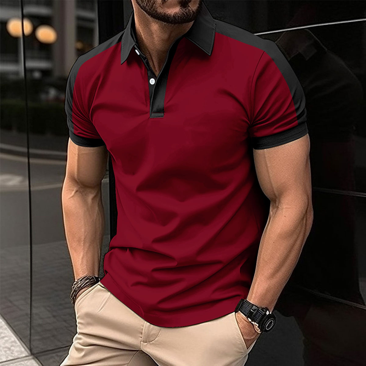 246g Weight Short Sleeve Sleeve Length Polyester Fabric Type Regular Top Length Casual, Daily Occasion Turndown Neckline Regular Fit Fit Type Color Block Pattern Summer Season Men's Gender Simple Style, Classic Style Style Wholesale Men's Polyester Simple Style Classic Style Color Block Short Sleeve Men's T-shirt 11