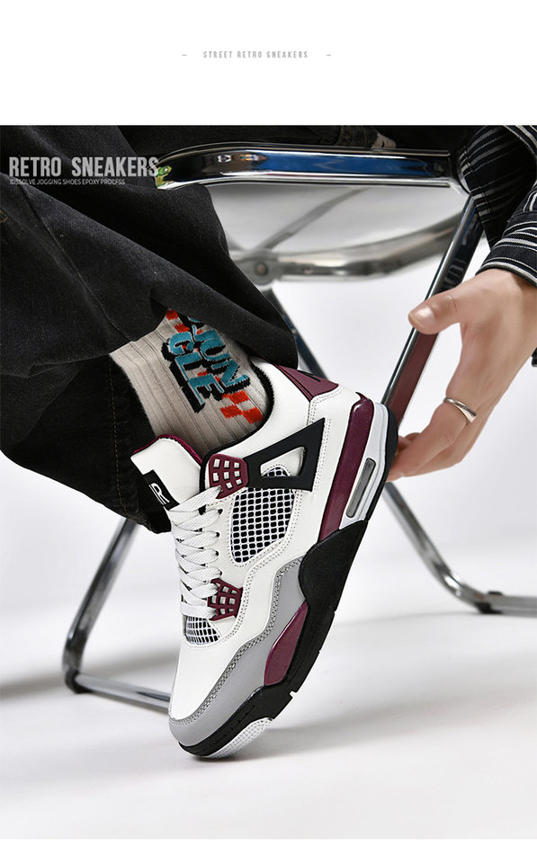 Giày sneaker thể thao cổ thấp đế dày chống trượt, thân da nhân tạo thoáng khí, dáng giày bóng rổ — Mẹ điện, Paris, thần sấm sét, xi măng trắng chi tiết 24