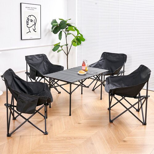 Moon Chair Outdoor Picnic Camping Portable Mountain Camping Fire Pit Tea Table Leisure Courtyard BBQ Set of 3