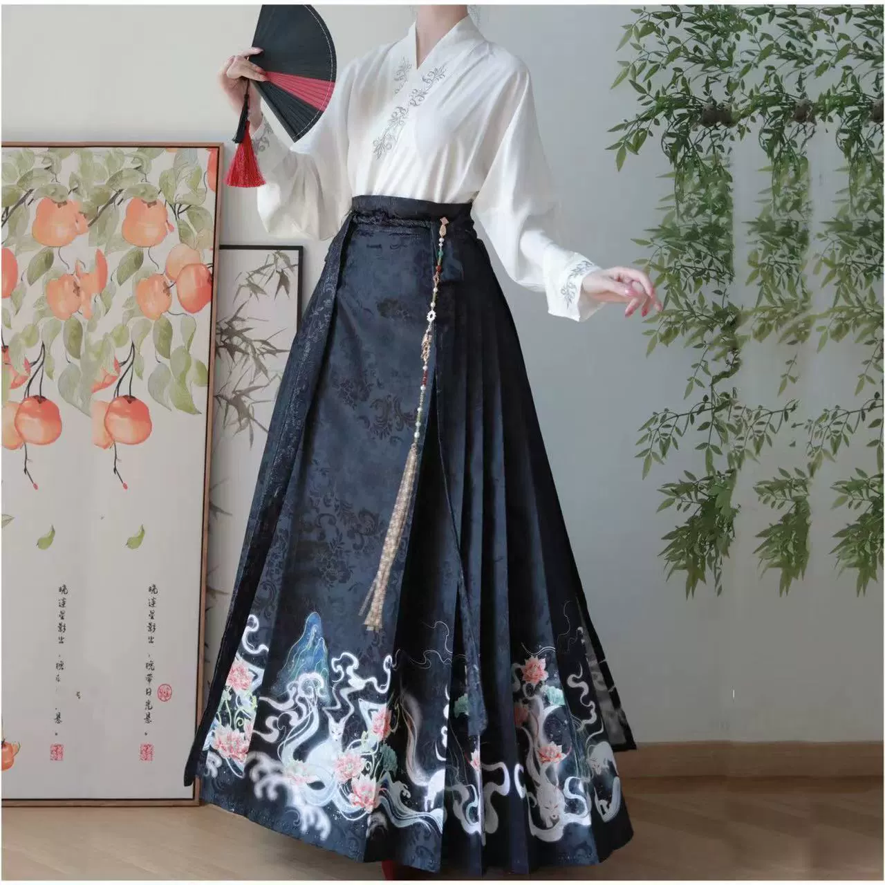 Комбинезон-плиссированная юбка Hanfu, китайский стиль, взрослая, варианты cross-к collar & jacket, размеры S–XL