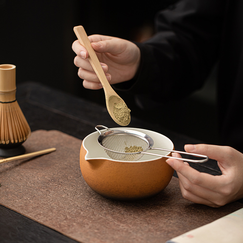 古風抹茶 8点セット グラデーション陶器 和風茶道 泡立て・かき混ぜ道具一式セット 茶筅 茶筆 茶碗|undefined