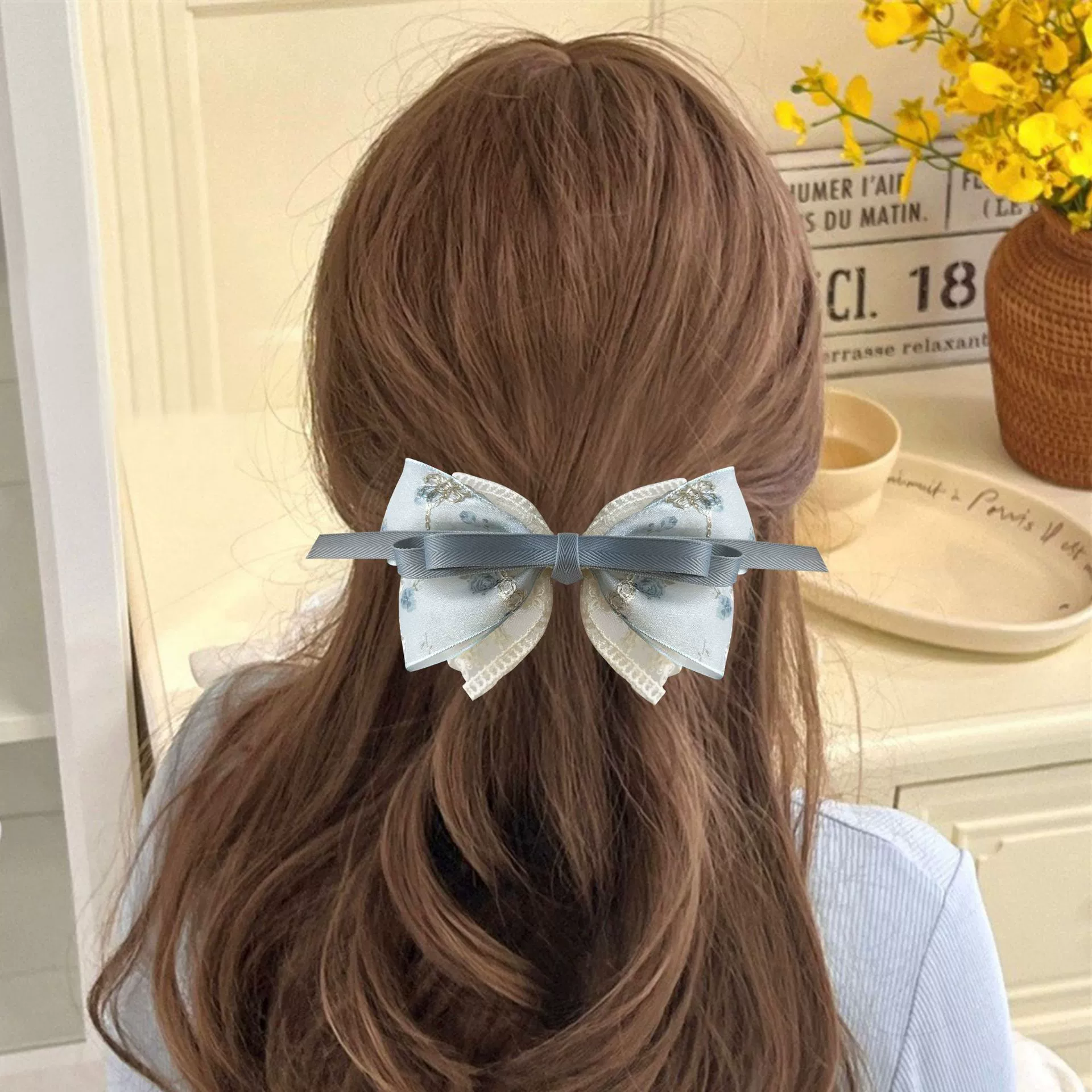 Свежий/Свежий? hairgrip with bow, hairpin, hair accessory, floral print