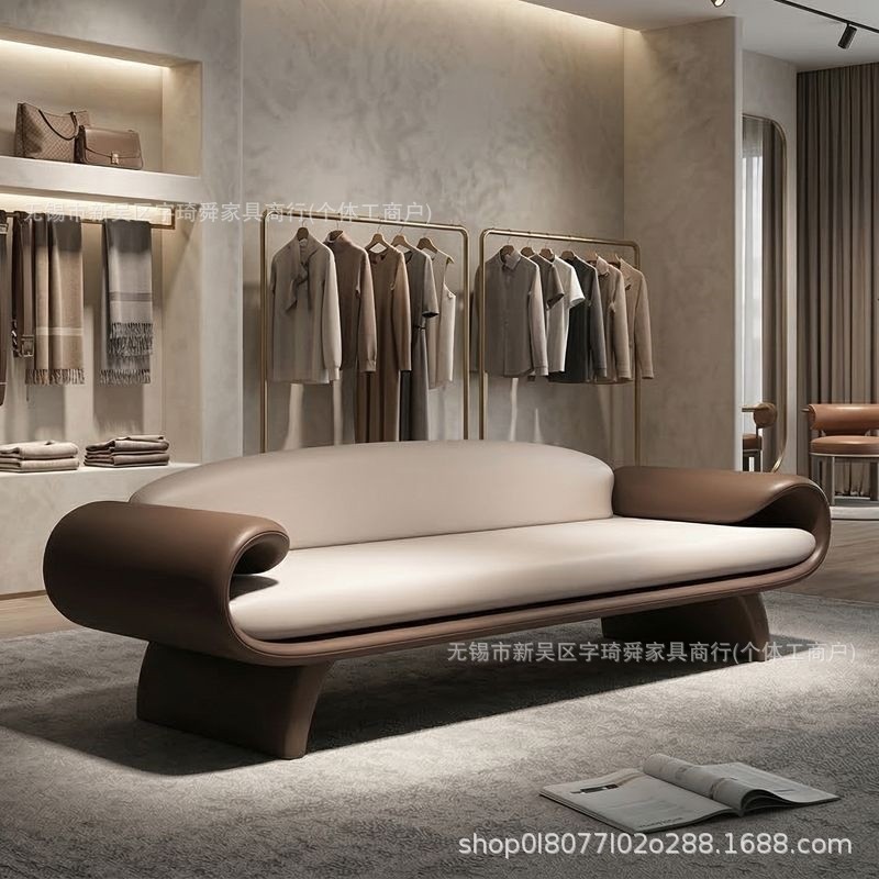Italian minimalist genuine leather end-of-bed bench, unique modern simple design, high-end bedroom end-of-bed sofa, living room bench