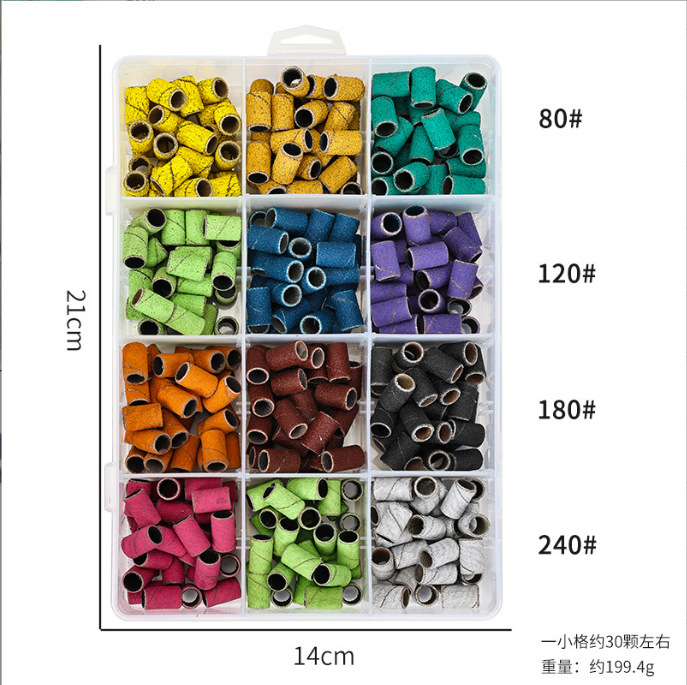 Amazon estilo caliente cabeza de lijado de uñas anillo de arena amoladora eléctrica anillo de arena de uñas caja de color funda de cojinete de montaje