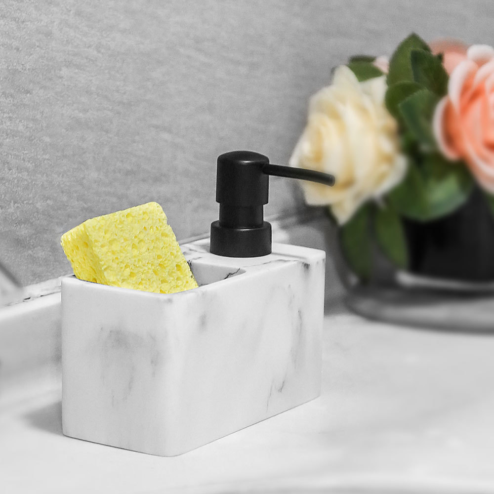 detergente de cocina doméstico prensado botella de embalaje de baño botella de loción de lavado de manos jabón líquido con esponja limpia caja de almacenamiento