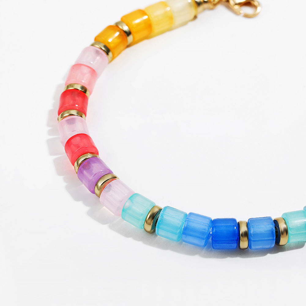 8g Weight Necklace Classification Resin, Copper Chain Material Beaded Chain Chain Type 1 Piece Quantity Holiday, Daily Occasion Resin, Copper Material Colorful Pattern All Seasons Season Women's Gender Vacation Style Vacation Colorful Resin Copper Beaded Chain Beaded Necklaces Wholesale 8