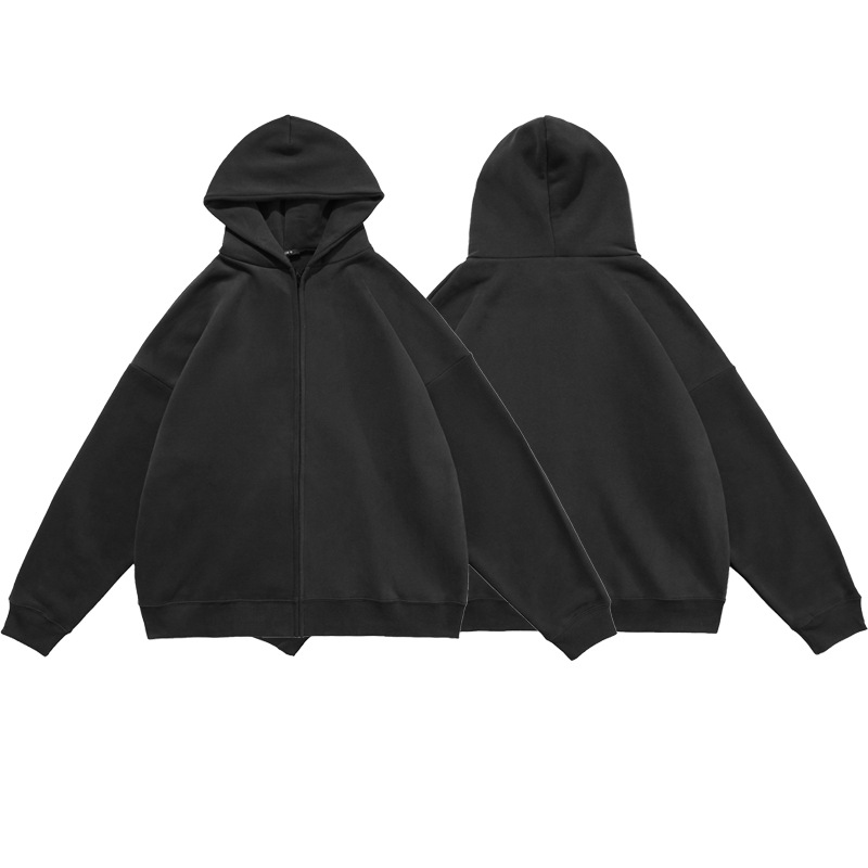 Versión alta yeezy Kanye mismo estilo calle alta color sólido forro polar cremallera con capucha suéter de los hombres y las mujeres del mismo estilo HOODIE