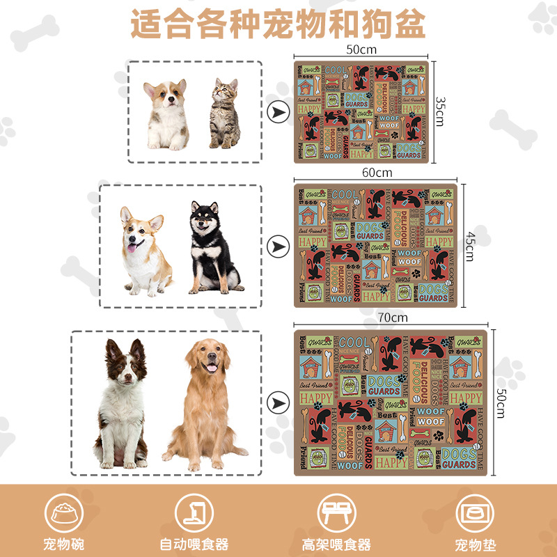 Tapete de Cuero para Alimentación de Mascotas, Impermeable para Perros y Gatos