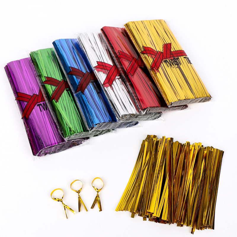 供应批发DIY食品礼品包装金属扎带彩色扎口带鲜花包装扎丝15厘米