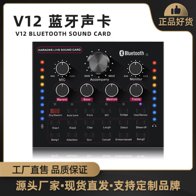 新款跨境外蓝牙V12爆款声卡手机喊麦通用快手主播k歌直播设备|ms