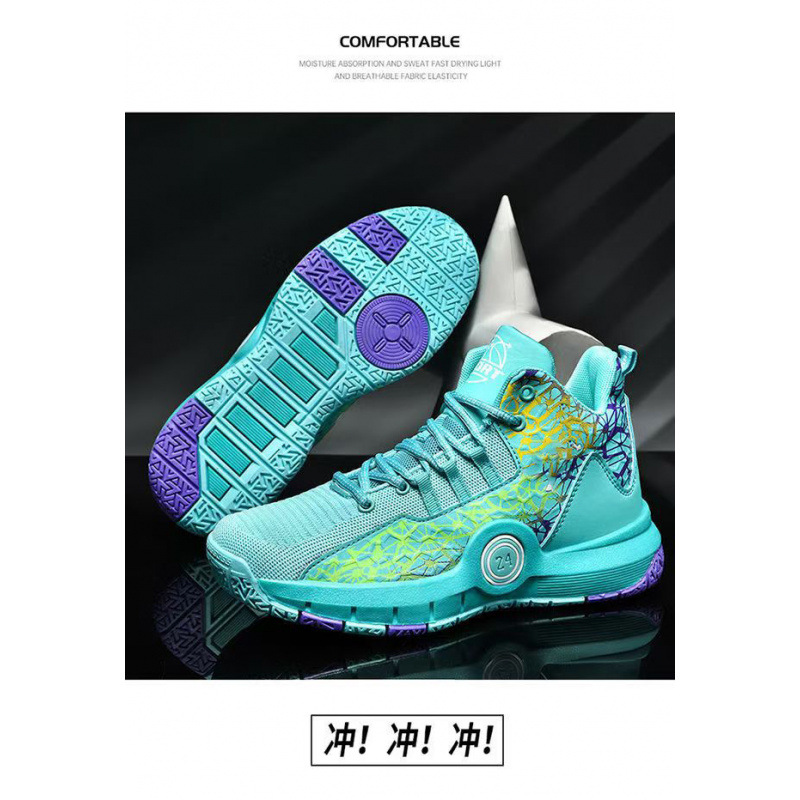 Zapatillas de baloncesto zapatos de hombre superficie de malla tejida voladora transpirable antideslizante resistente al desgaste combate real ligero suela suave zapatos de moda de caña alta