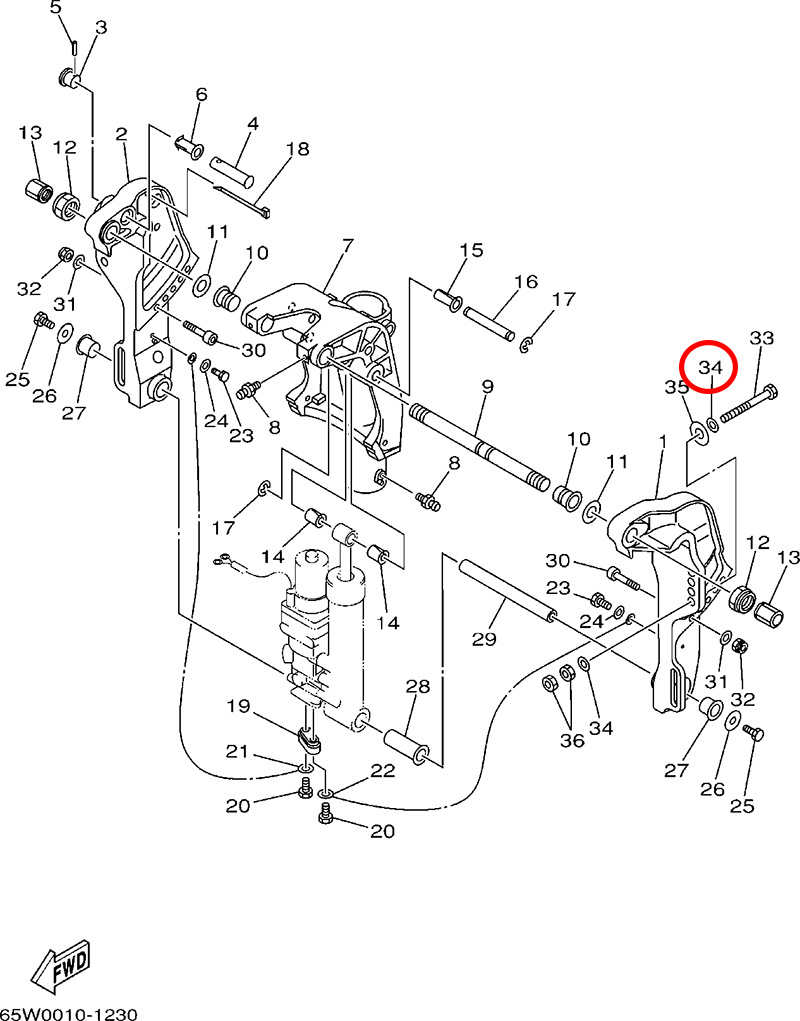34)翟墨DEMONS舷外机船外挂机橡皮艇冲锋舟弹簧垫圈92995-12200