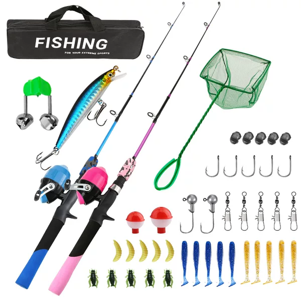 Cross-Border Lure Rod Fishing Gear Supplies New Two-Color Closed Fishing Reel Amazon Hot Wholesale Children's Rod Set