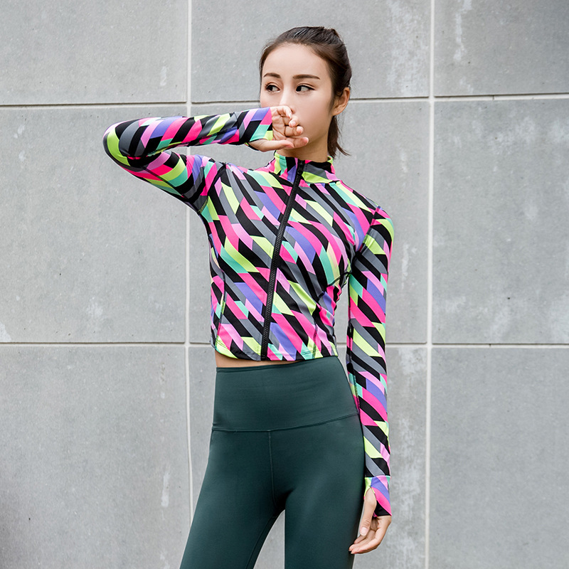 2024 New-Autumn and Winter Sports Jacket Women's Zipper Cardigan Training Clothes Slim Fit Slimming Yoga Clothes Running Fitness