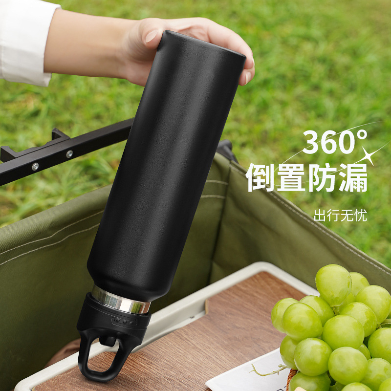 Hervidor deportivo de acero inoxidable 316 Taza de vacío Taza de agua recta con tapa abierta con una mano Taza de boca pequeña portátil para exteriores