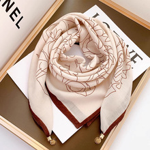 2025新款磁吸扣护颈三角小围巾小方巾秋冬季百搭棉麻领巾懒人围脖