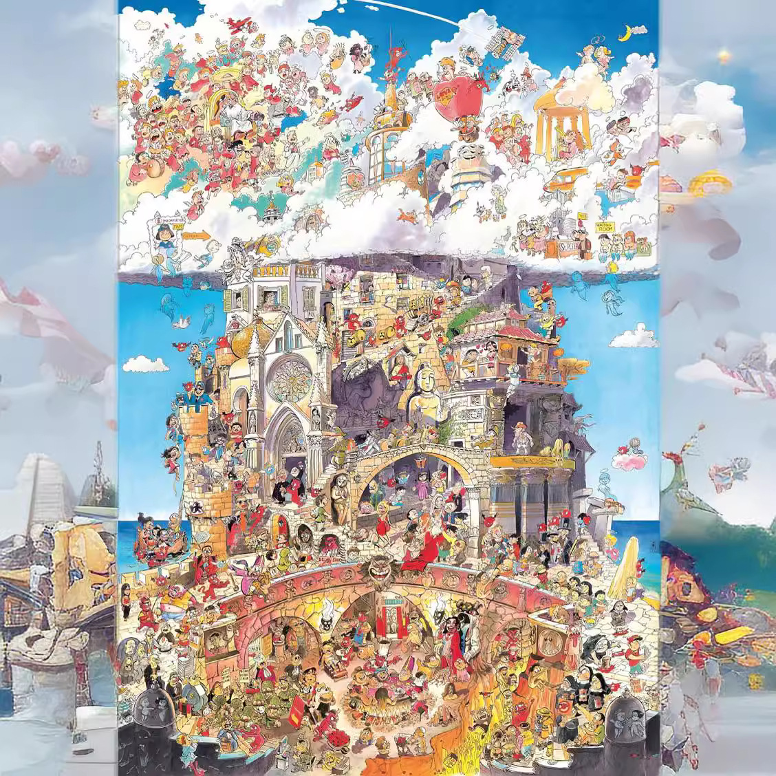 Heaven Hell oversized 5000 pieces wooden adult puzzle 1000 pieces children's educational toys birthday gift