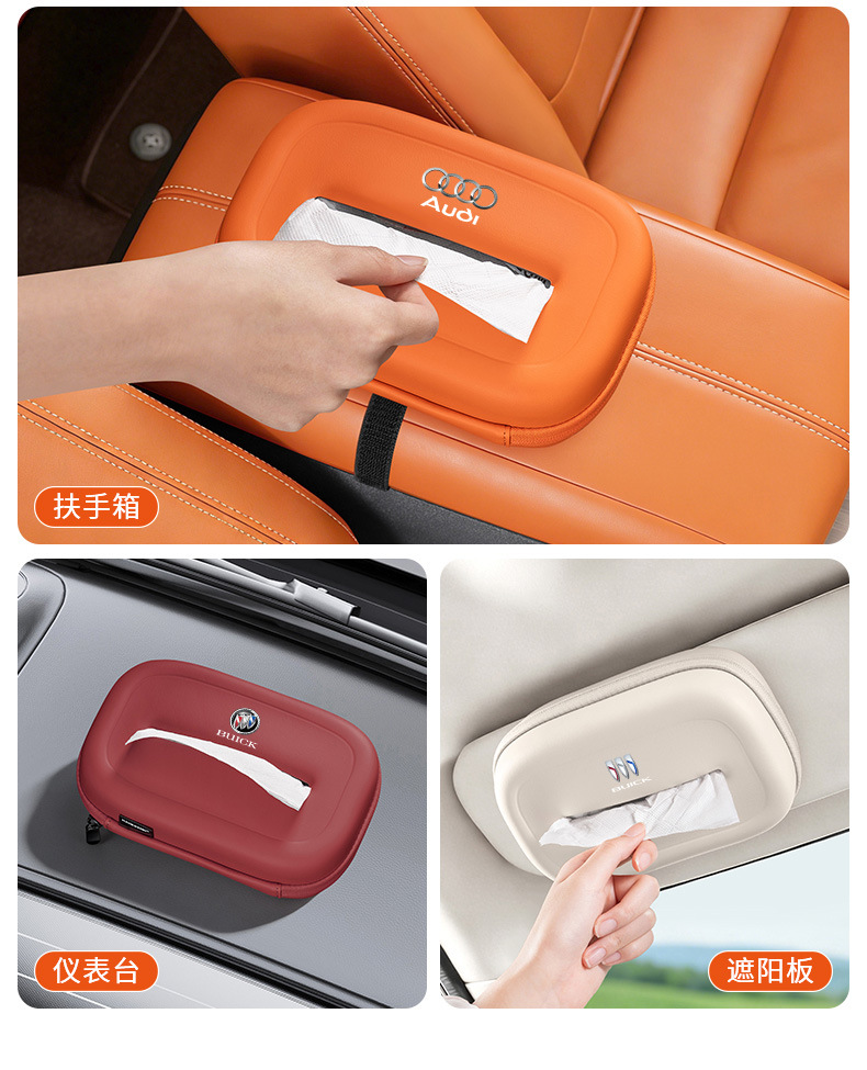Car Tissue Box, Napa Leather 6D Shaped Seat Back Tissue Holder, Multifunctional Armrest Box Napkin Box, Car Tissue Pouch