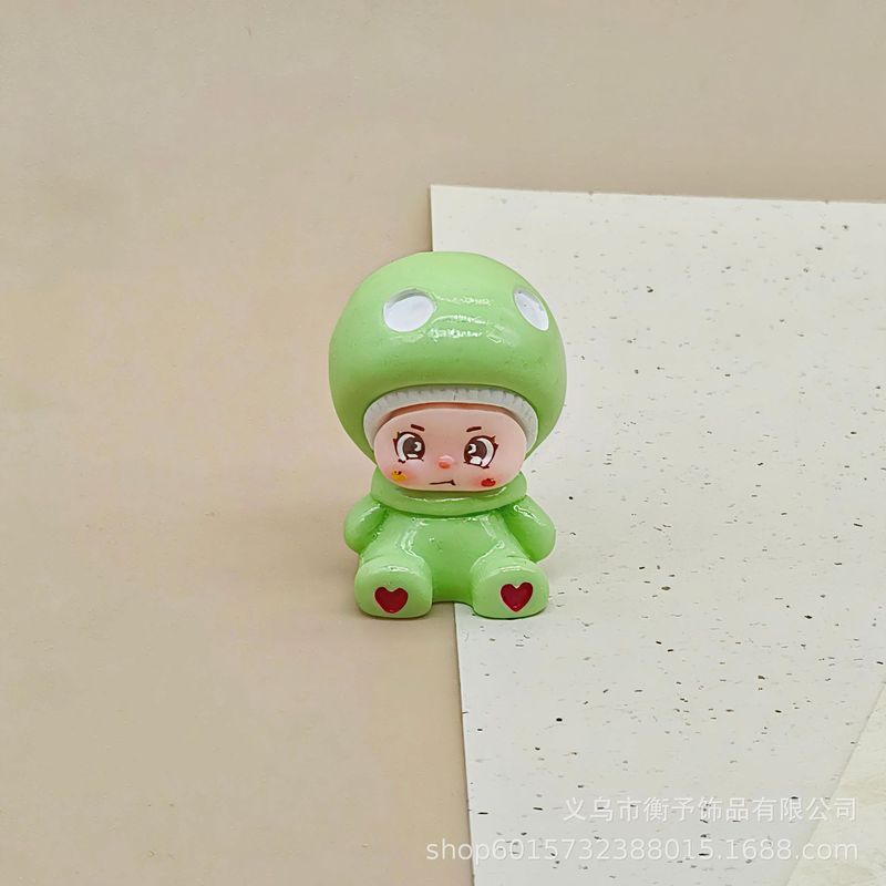 人気のクロスボーダー樹脂キノコヘッド人形キーホルダーペンダントかわいい立体漫画デスクトップ装飾品卸売|undefined