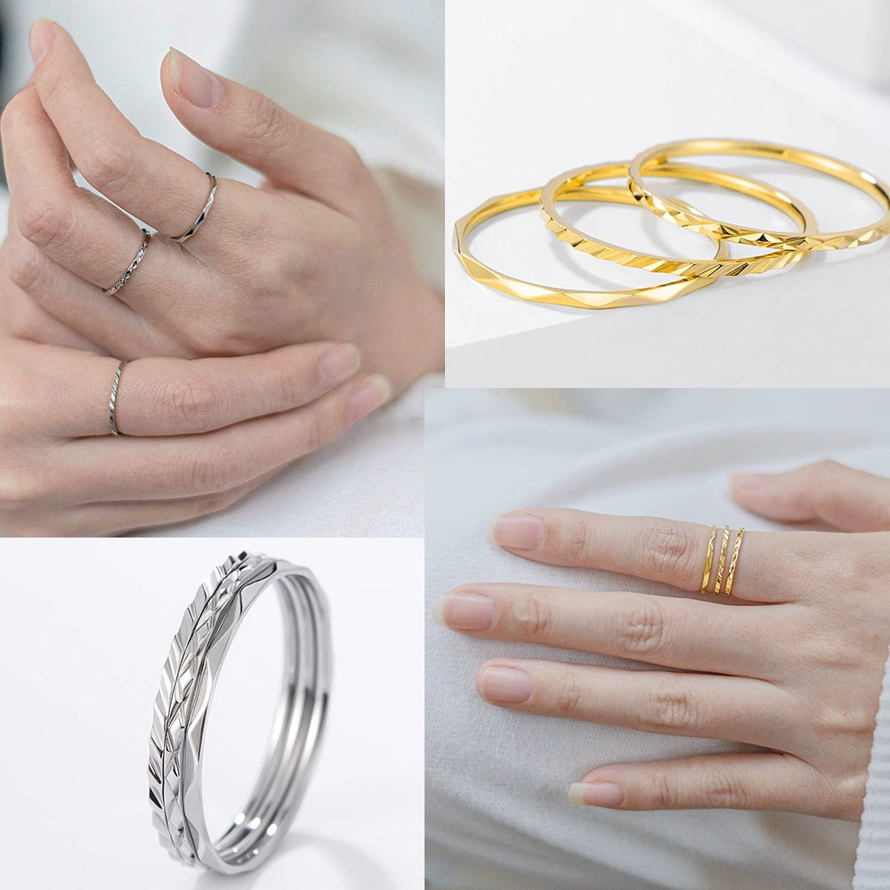 Xinghe японское и корейское простое ультратонкое кольцо из титановой стали, персонализированное серийное кольцо с ромбом цветов, штабелированное кольцо на указательный палец для девочек, оптовая продажа