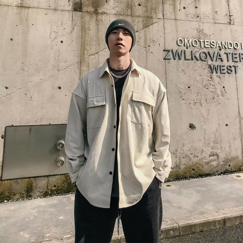 Primavera y otoño nuevo High Street retro PANA ropa de trabajo camisa de los hombres japonés suelta más tamaño marca de moda multi-Bolsillo cardigan