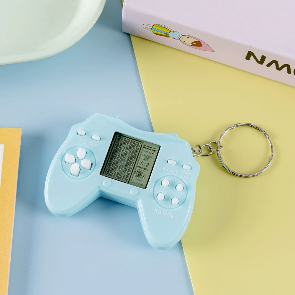 Mini Game Console Keychain, Tetris Handheld, Transparent/macarons, 26 Modes, 6.2×5×1.7 cm