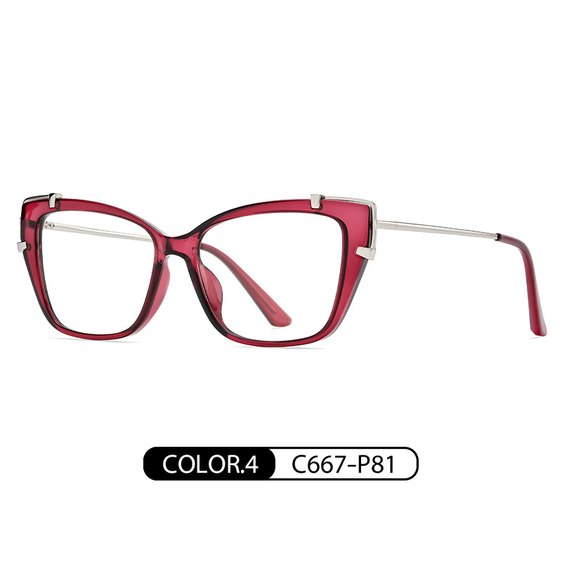 Comercio exterior nuevo Marco de las gafas TJ876 moda europea y americana ojo de gato gafas lisas TR + metal mixto anti-azul gafas de luz