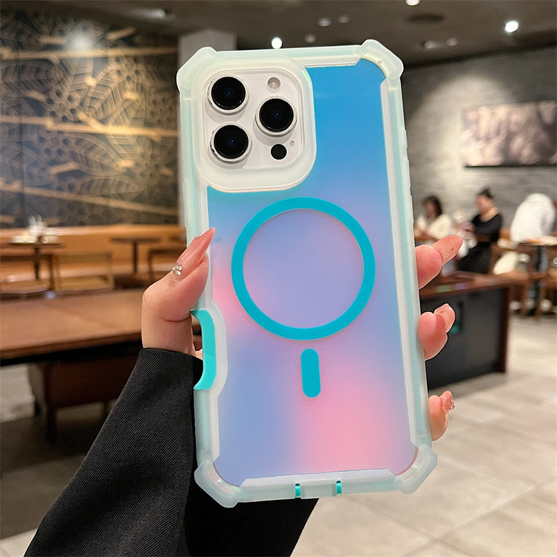 Iphone16 promax保護カバー14カメレオンメッキ磁気吸引携帯ケース四角転倒防止リンゴ15|undefined