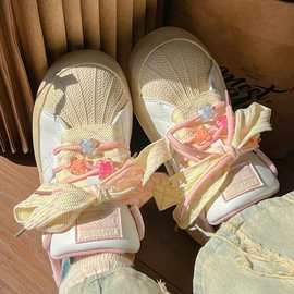 小众厚底韩版时尚百搭小白鞋女2024新款街拍帆布鞋女贝壳头滑板鞋