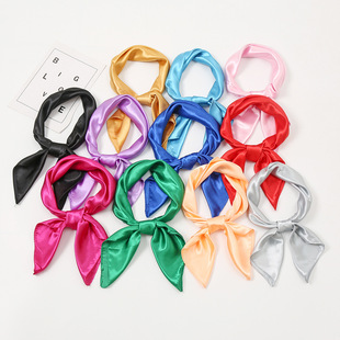 New Plain Satin Pure Color Professional 60 Square Scarf Imitation Silk Small Square Scarf Gift Performance Small Silk Scarf Fj030