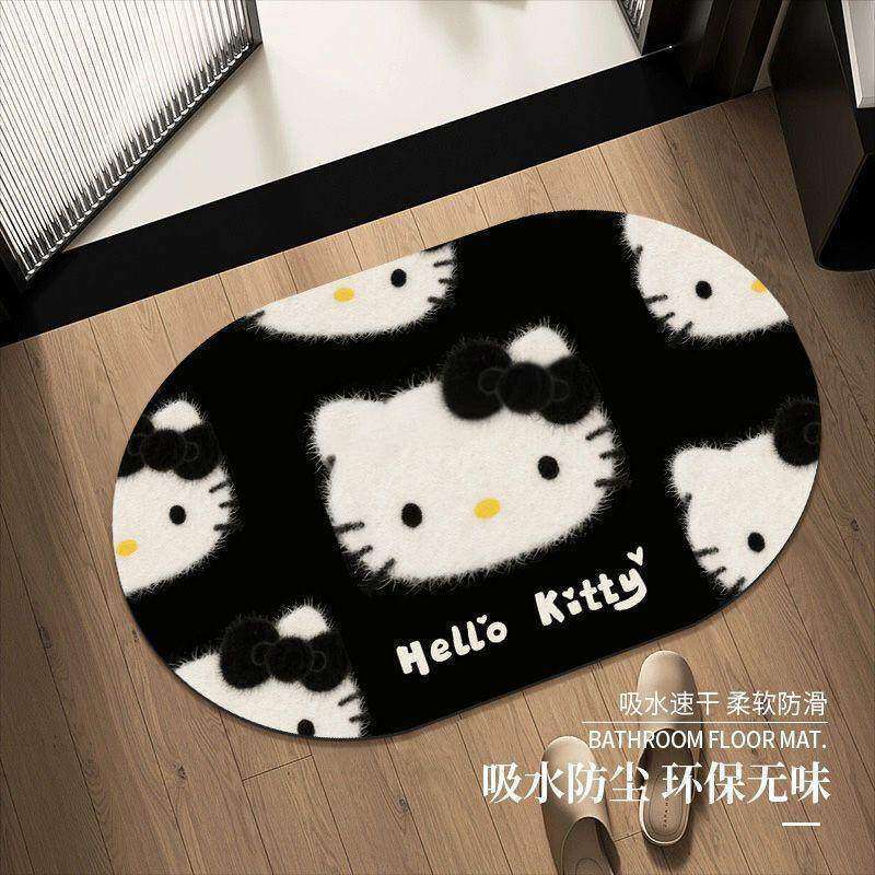Cartoon Cute Kitty Retro Bathroom Mat Diatomaceous Earth Water-Absorbent Non-Slip Quick-Drying Easy-Care Foot Mat Available for Dropshipping