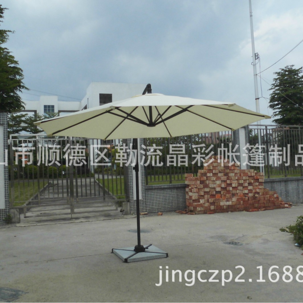 佛山厂家供应铁艺香蕉伞遮阳伞2.7米中柱沙滩伞欧式侧立岗亭伞