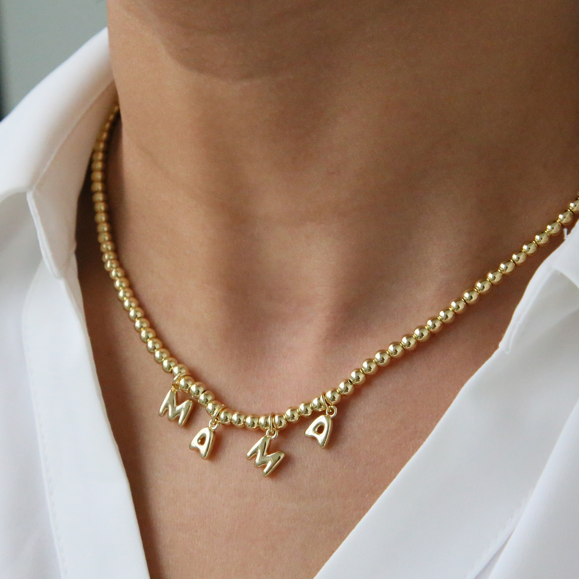 1 Piece Quantity Daily, Festival Occasion Copper Material Wholesale Jewelry IG Style Retro Letter Copper Plating Pendant Necklace Beaded Chain