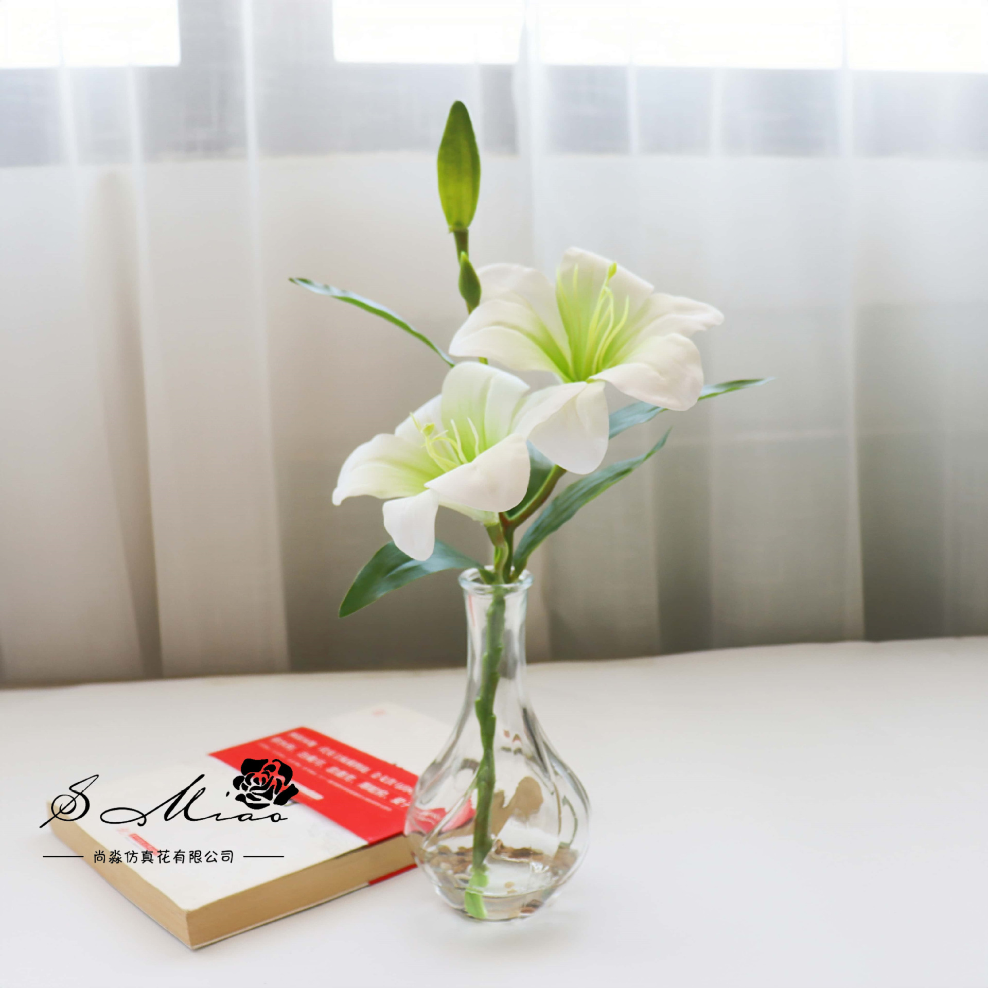 Flores falsas de vidrio de agua falsas flores de lirio bonsai flor de moda decoración creativa plantación verde artificial simulación maceta image 7