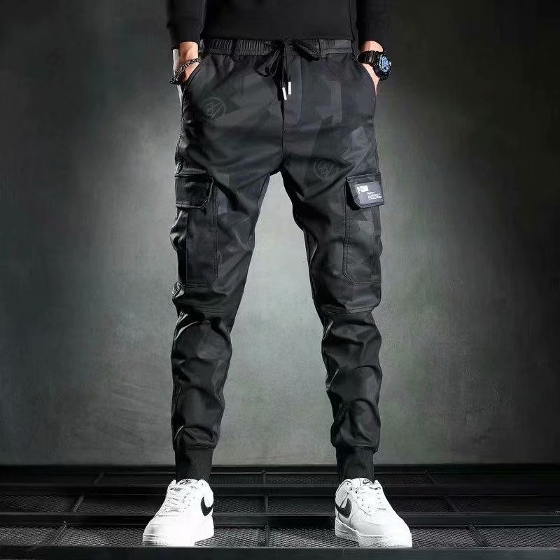 Camouflage Casual Pants Men's Summer Thin New Slim-fit Korean-style Staggered Waist Fashionable Trendy Tooling Pants